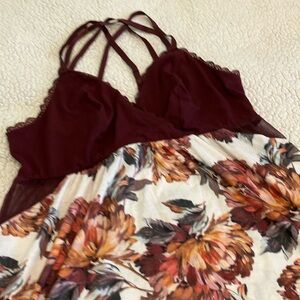 Lane Bryant Burgundy Floral Chemise